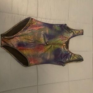 IHeartRaves Zip Up Rainbow Velvet Bodysuit S